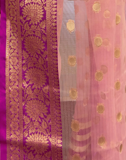 Pink Organza Weaving Saree