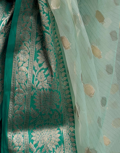 Sea Green Organza Weaving Saree