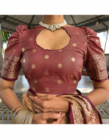 Light Brown Organza Weaving Saree