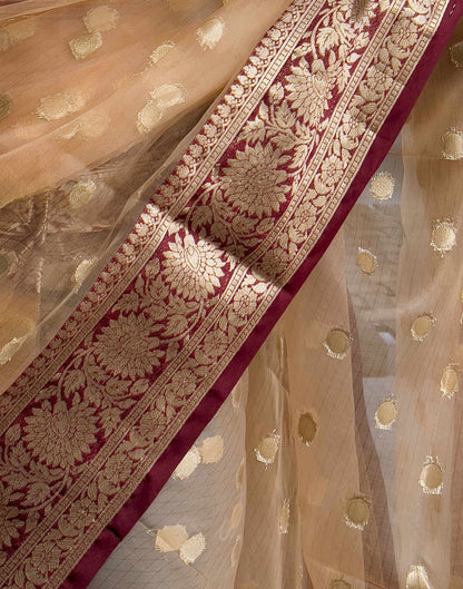 Light Brown Organza Weaving Saree