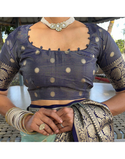 Sea Green Organza Weaving Saree
