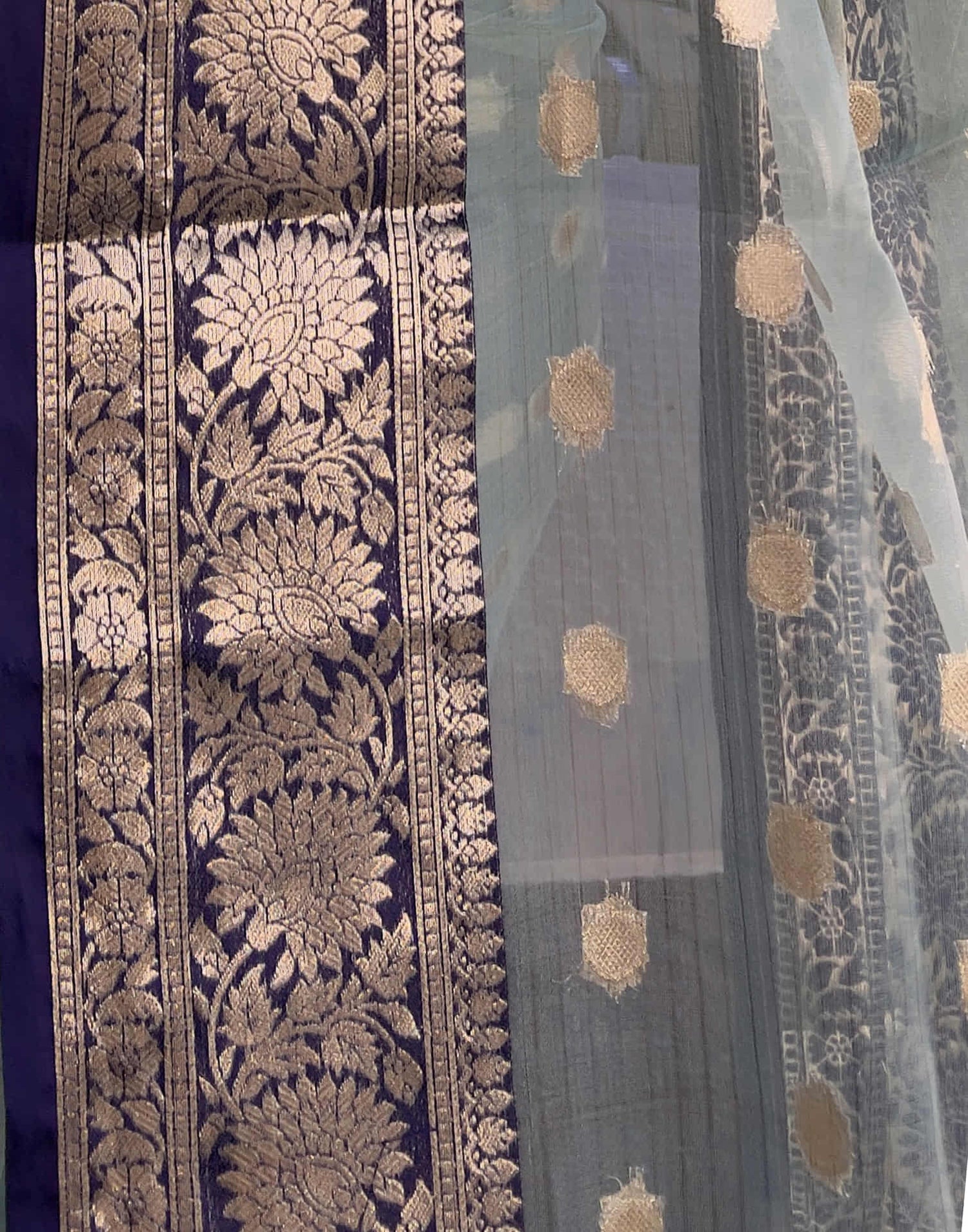 Sea Green Organza Weaving Saree