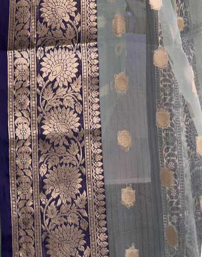 Sea Green Organza Weaving Saree