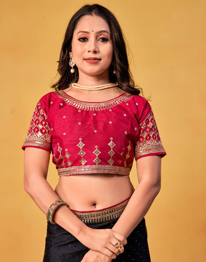 Black Silk Stone Work Embellished Saree