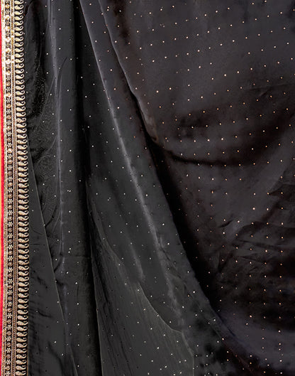 Black Silk Stone Work Embellished Saree