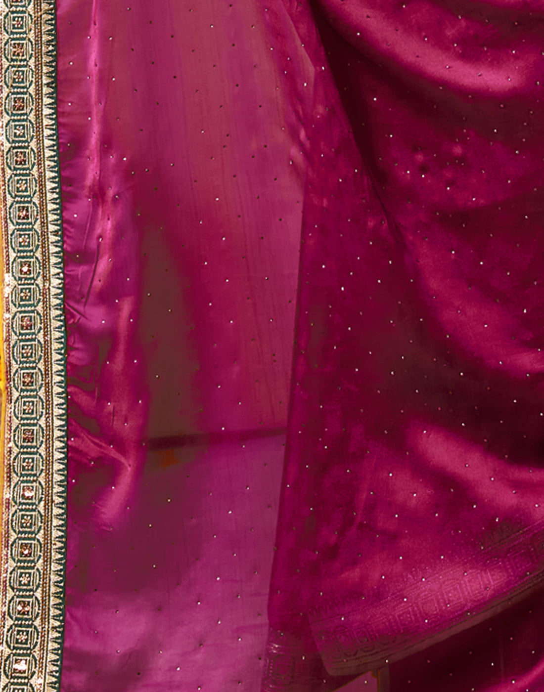 Dark Magenta Silk Stone Work Embellished Saree