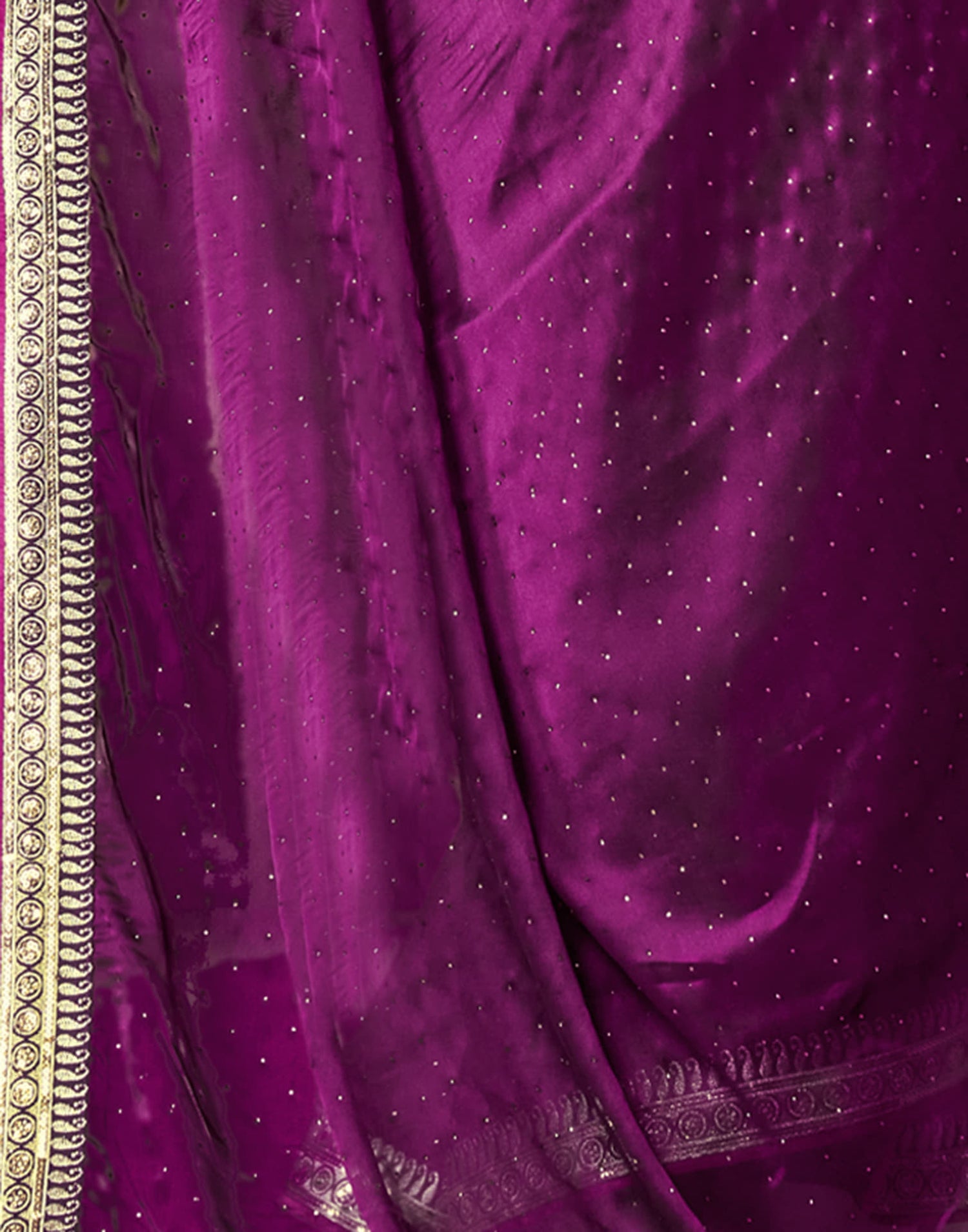 Purple Silk Stone Work Embellished Saree