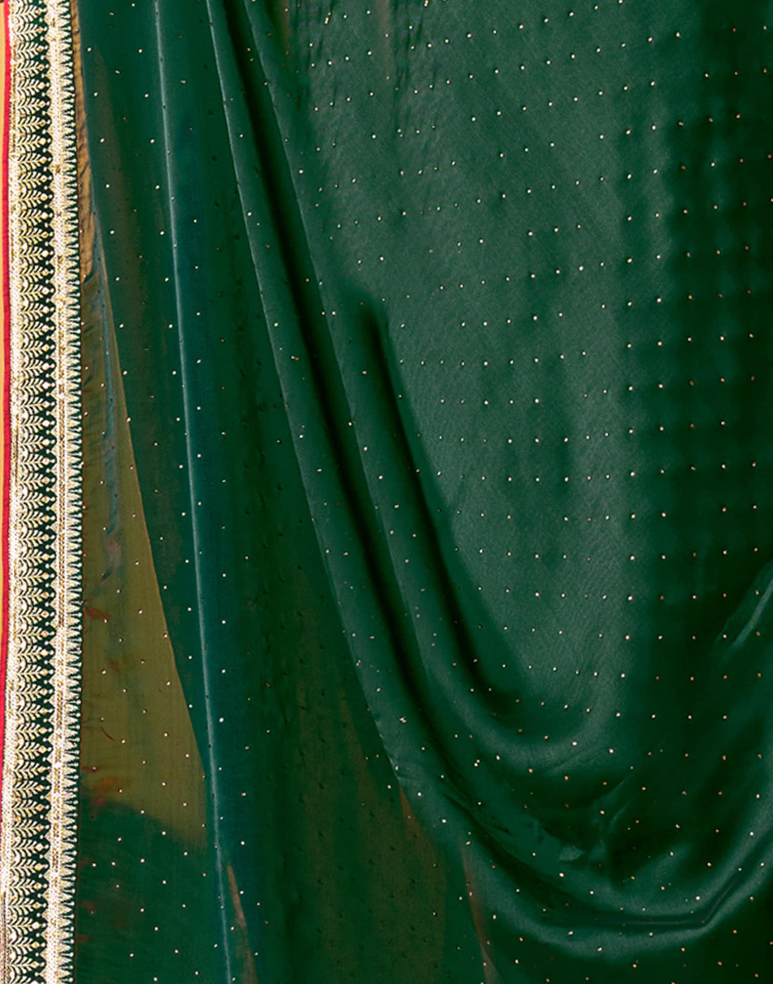 Dark Green Silk Stone Work Embellished Saree