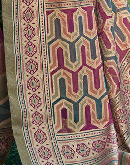 Army Green Georgette Laheriya Printed Saree