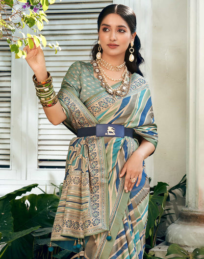 Sea Green Georgette Laheriya Printed Saree