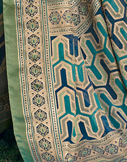 Sea Green Georgette Laheriya Printed Saree