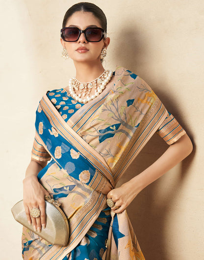 Rama Blue Georgette Weaving Saree