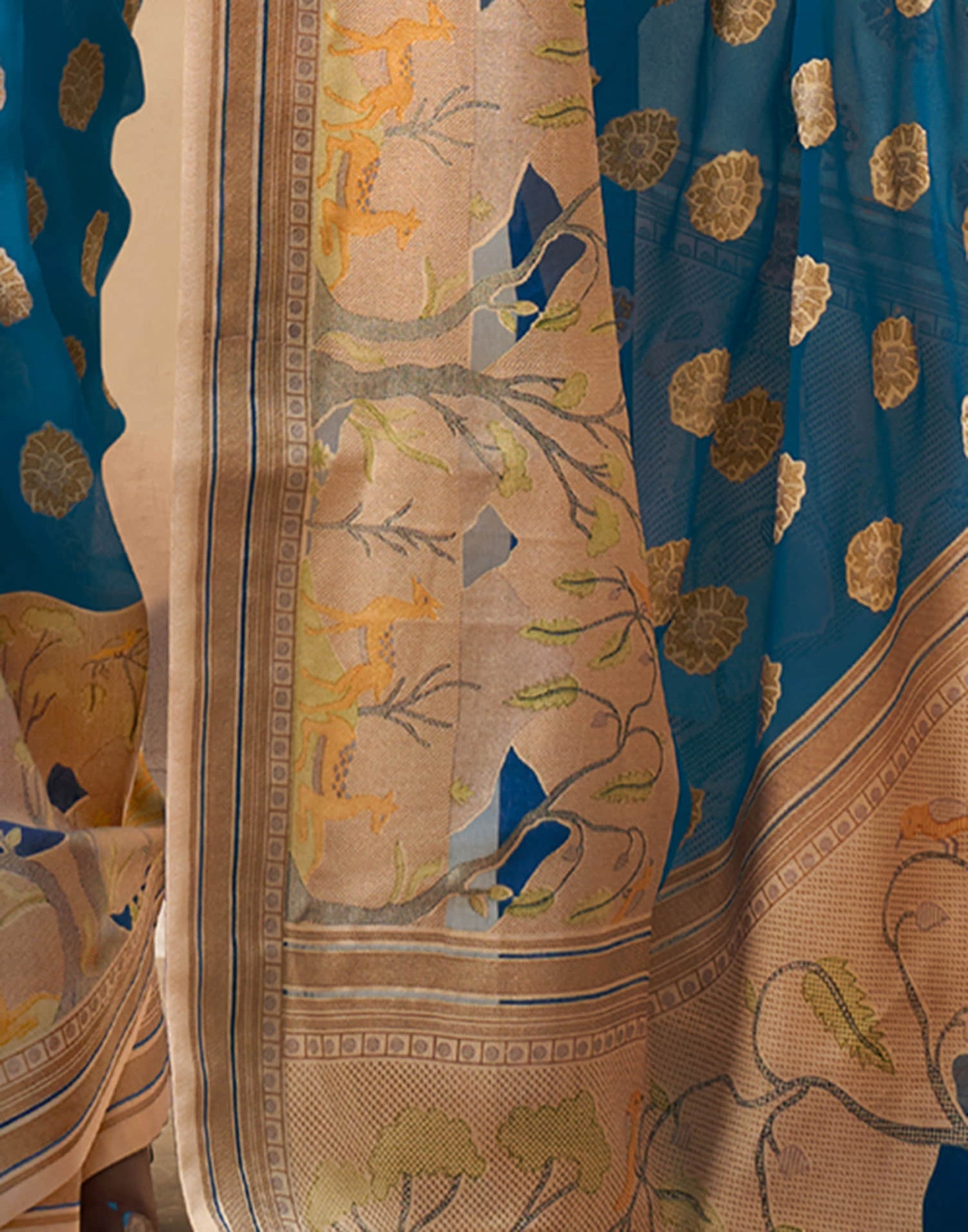 Rama Blue Georgette Weaving Saree