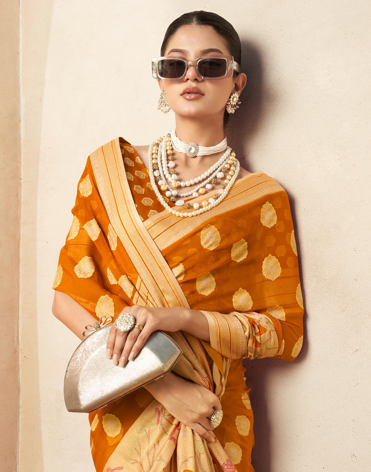 Turmeric Yellow Georgette Weaving Saree