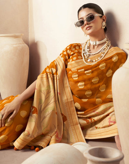 Turmeric Yellow Georgette Weaving Saree