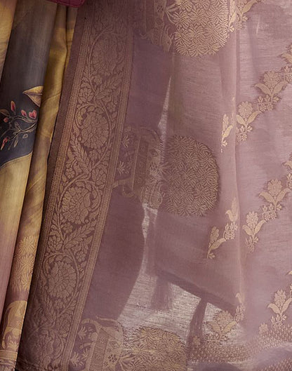Mauve Silk Printed Weaving Saree