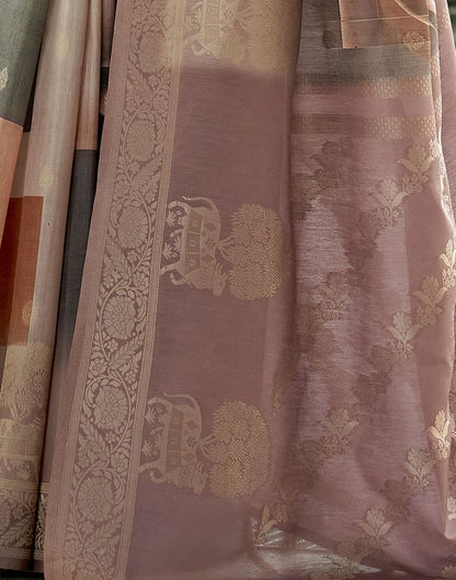 Beige Silk Printed Weaving Saree