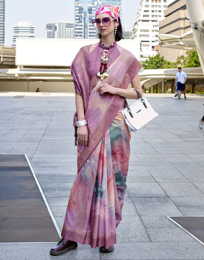 Light Purple Silk Printed Weaving Saree