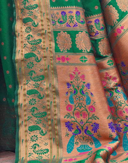 Dark Green Silk Weaving Paithani Saree