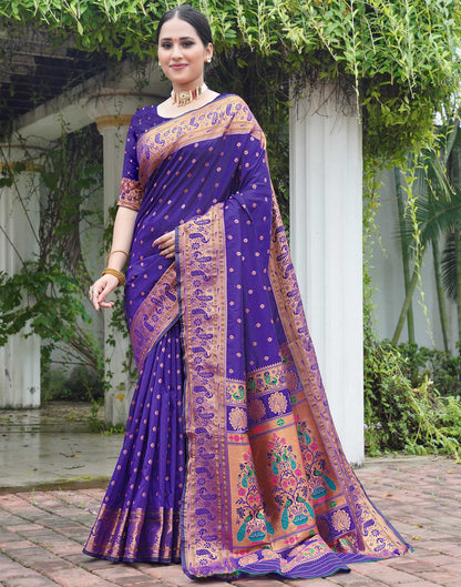 Purple Silk Weaving Paithani Saree