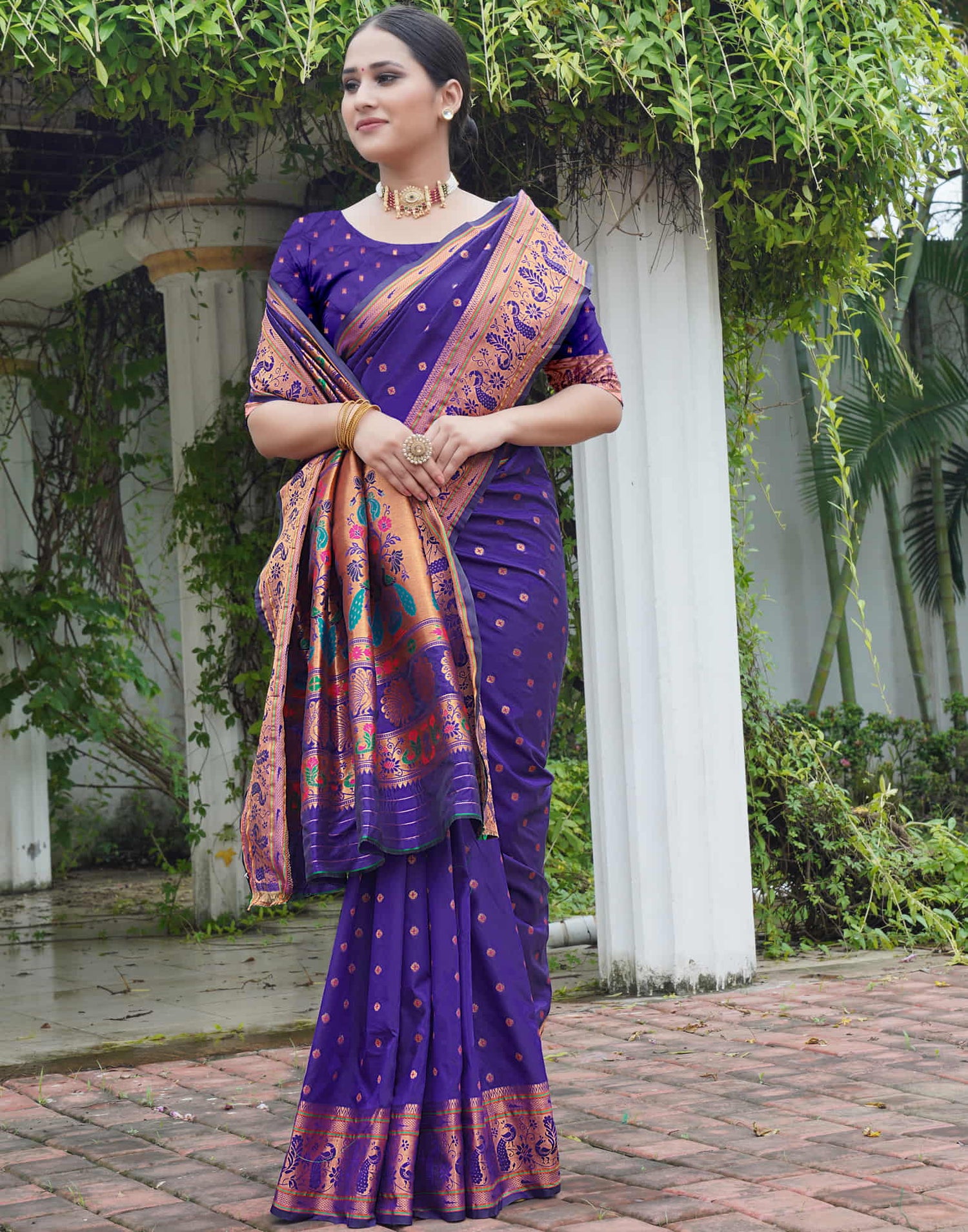 Purple Silk Weaving Paithani Saree