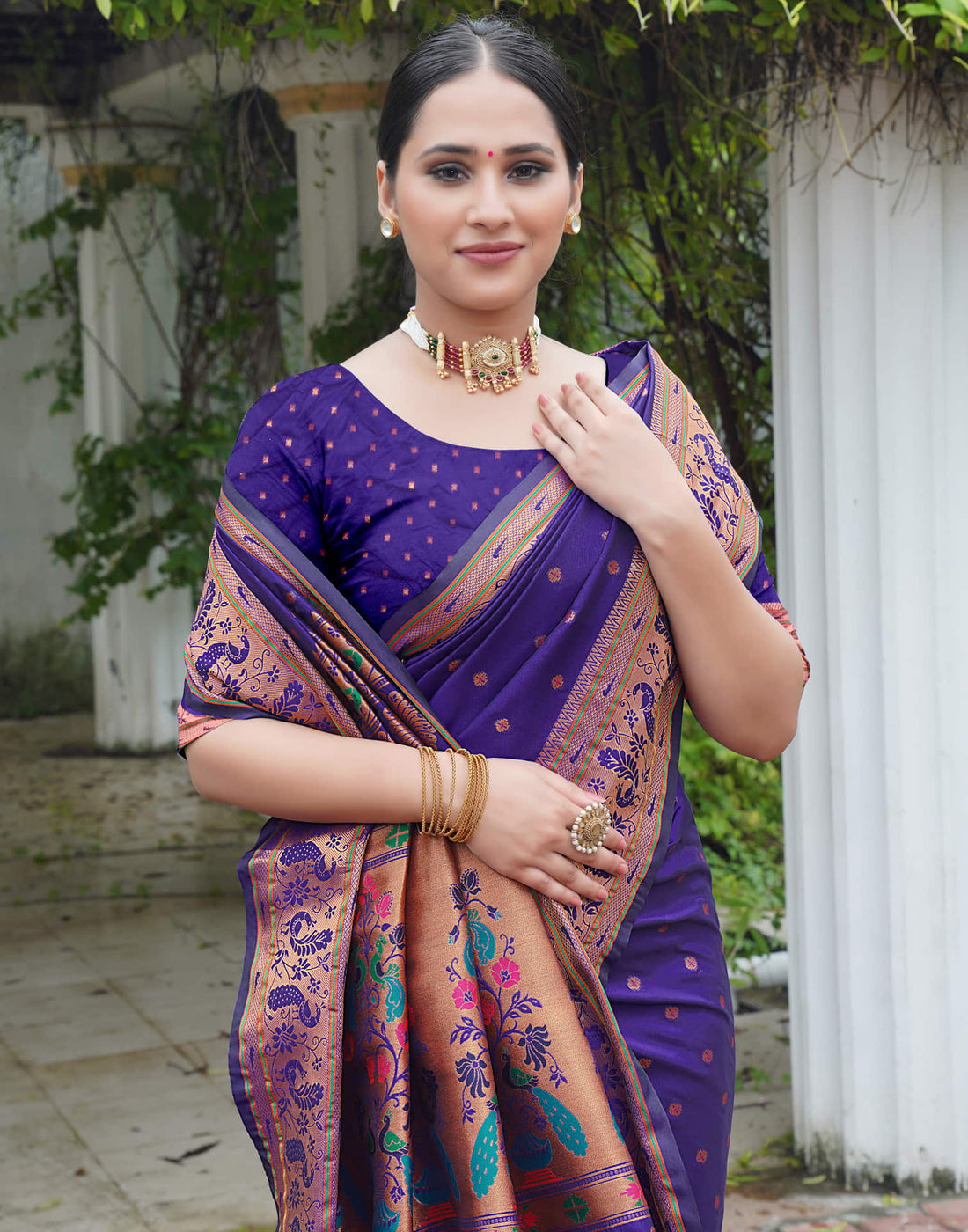 Purple Silk Weaving Paithani Saree