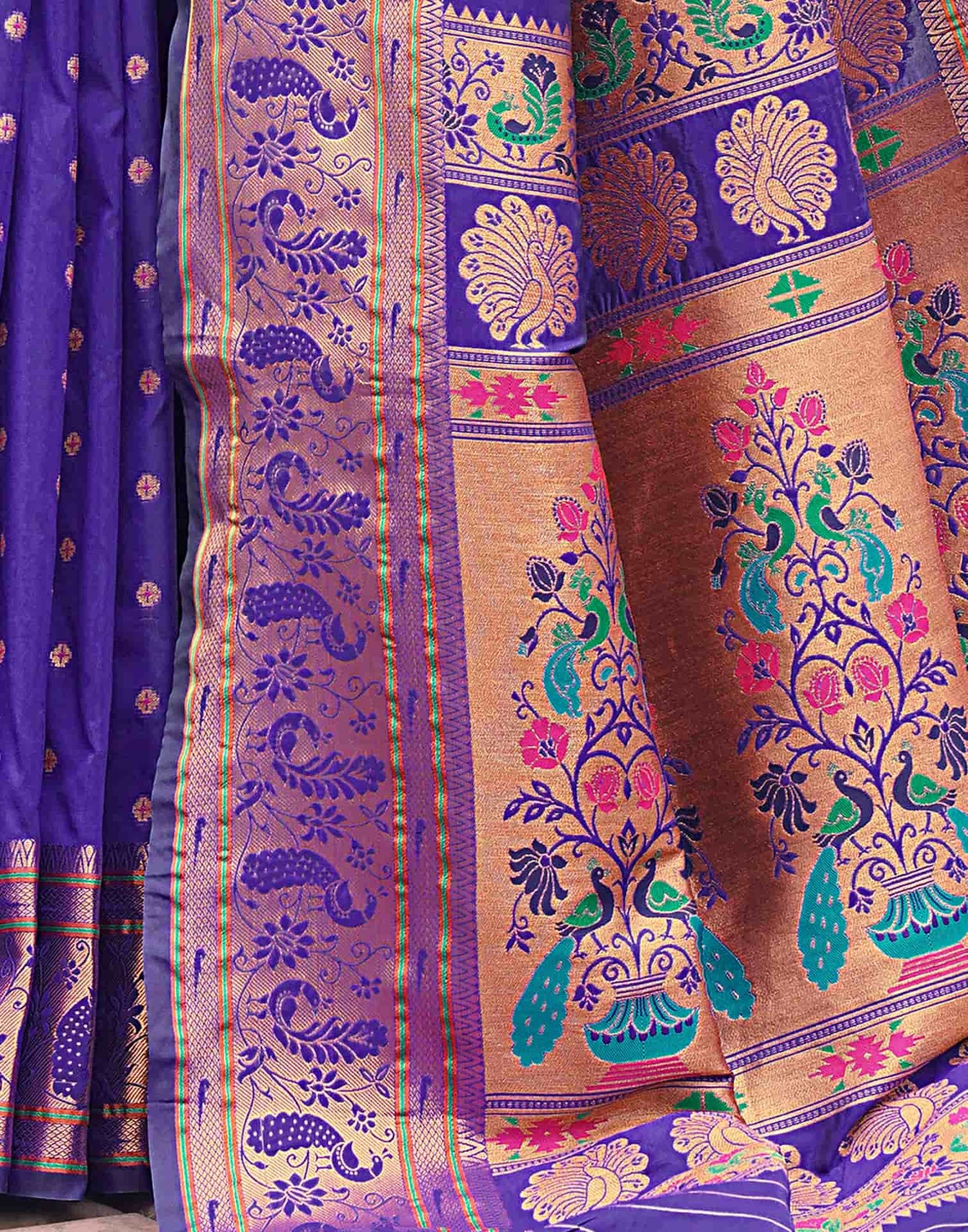 Purple Silk Weaving Paithani Saree