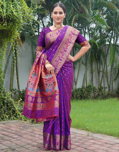 Purple Silk Weaving Paithani Saree