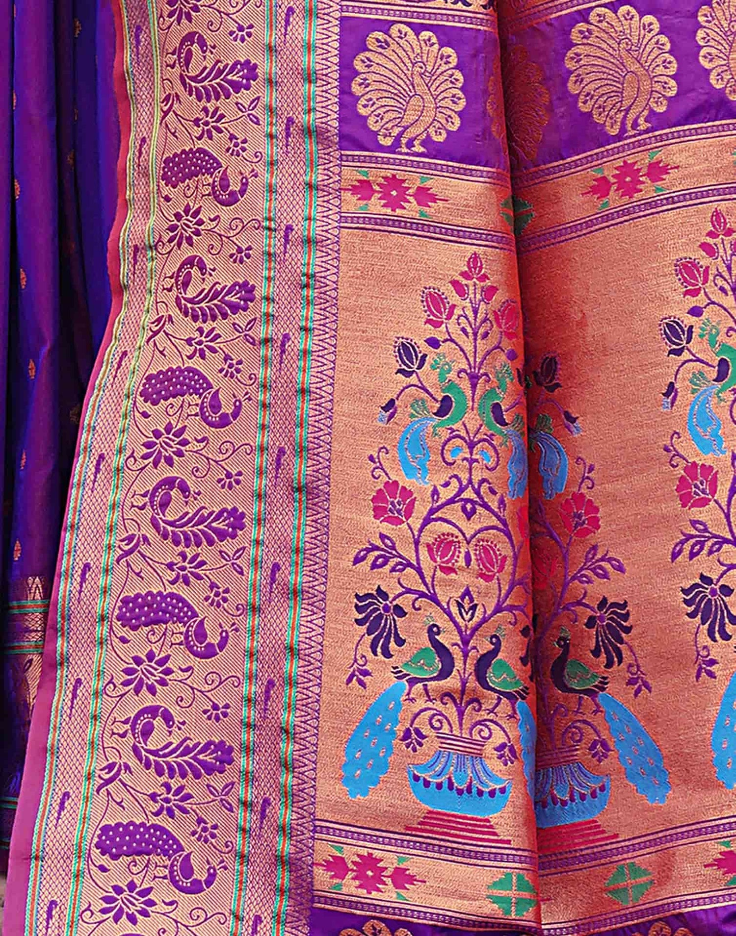 Purple Silk Weaving Paithani Saree