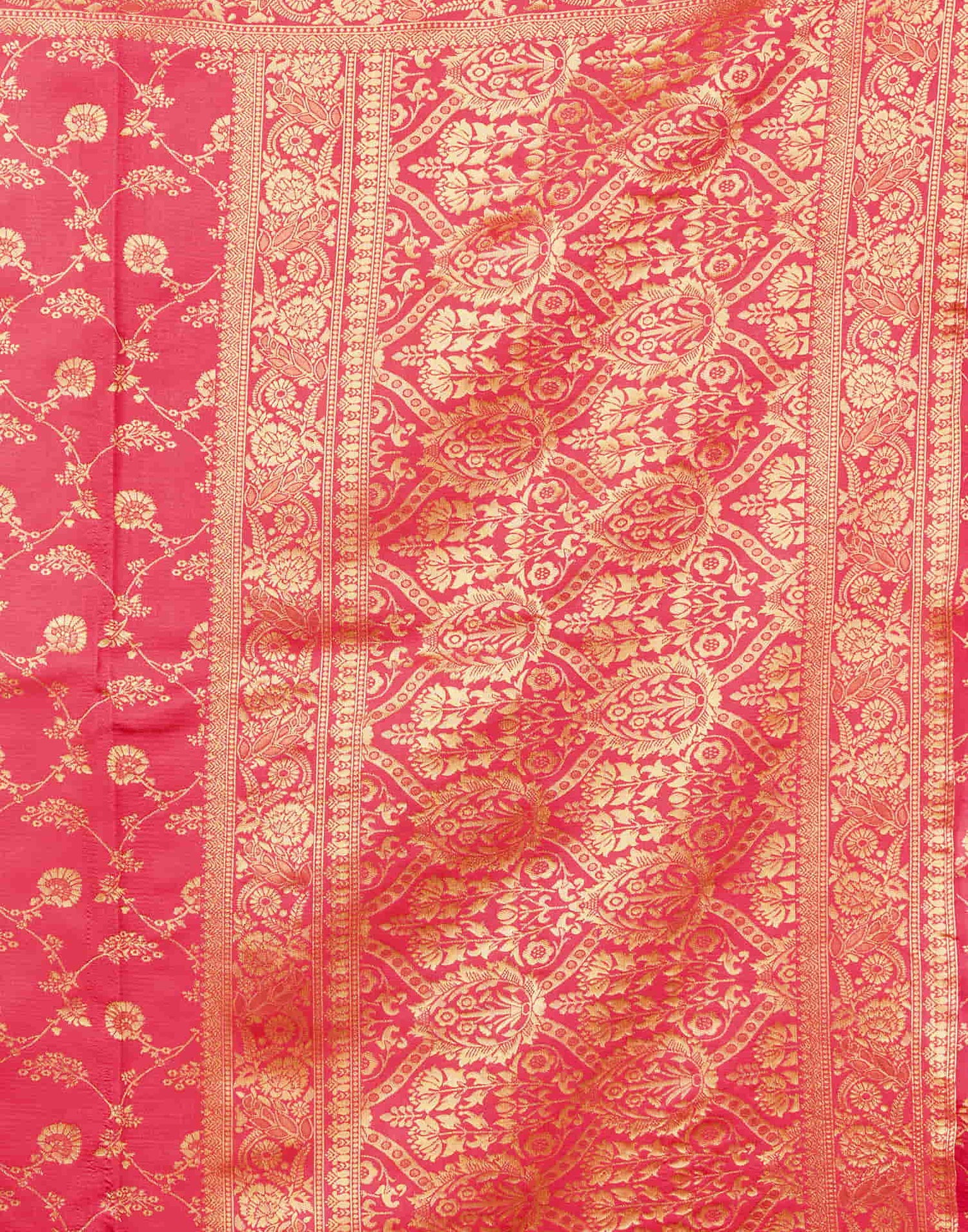 Warm Pink Silk Blend Weaving Banarasi Saree