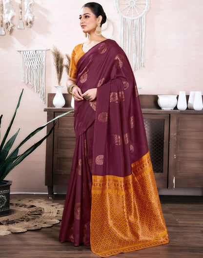 Maroon Silk Blend Weaving Saree