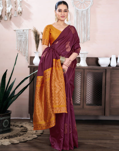 Maroon Silk Blend Weaving Saree