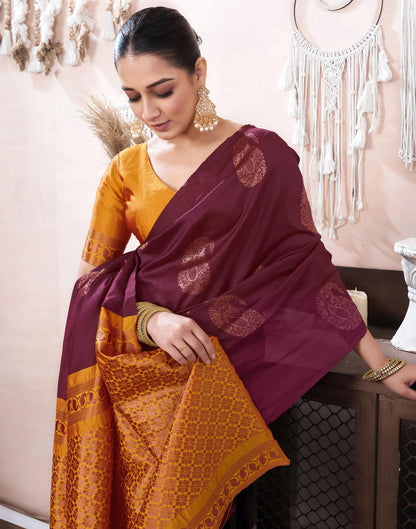 Maroon Silk Blend Weaving Saree