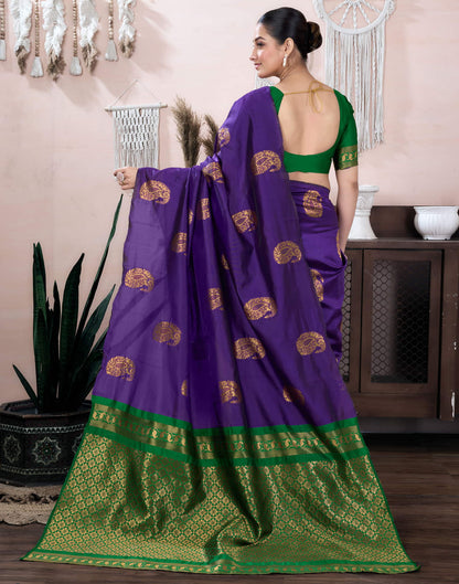 Purple Silk Blend Weaving Saree