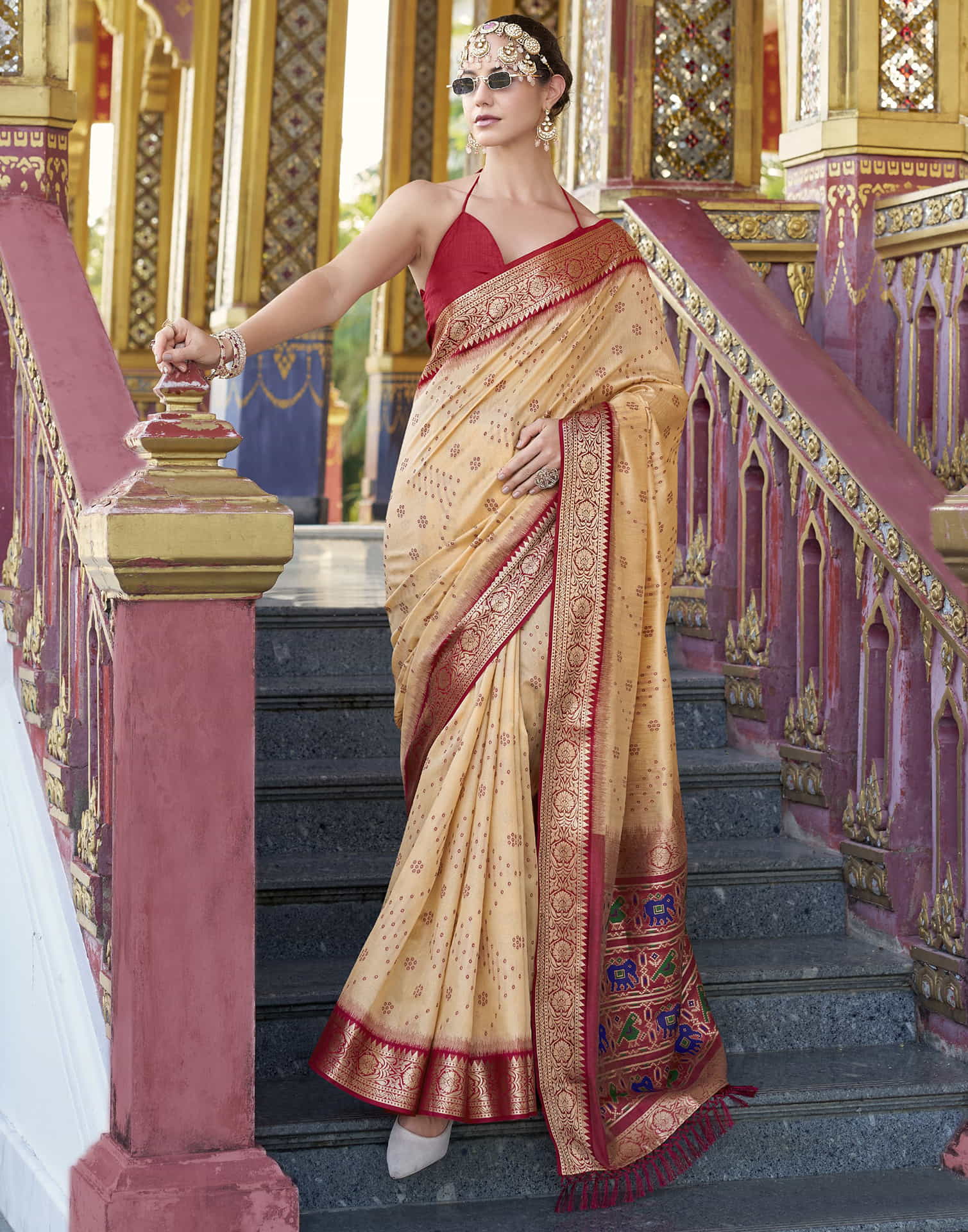 Beige Silk Woven Patola Saree