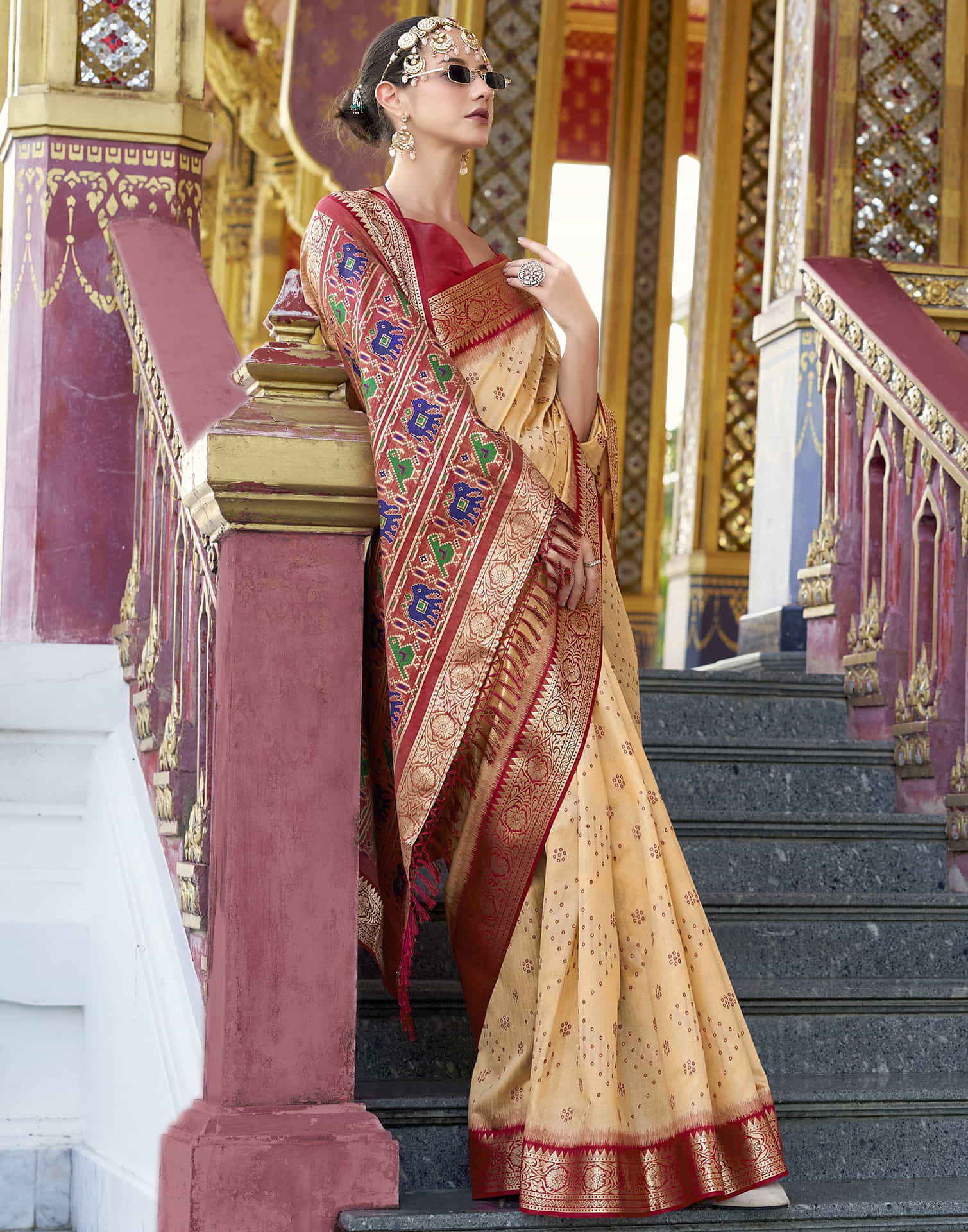 Beige Silk Woven Patola Saree