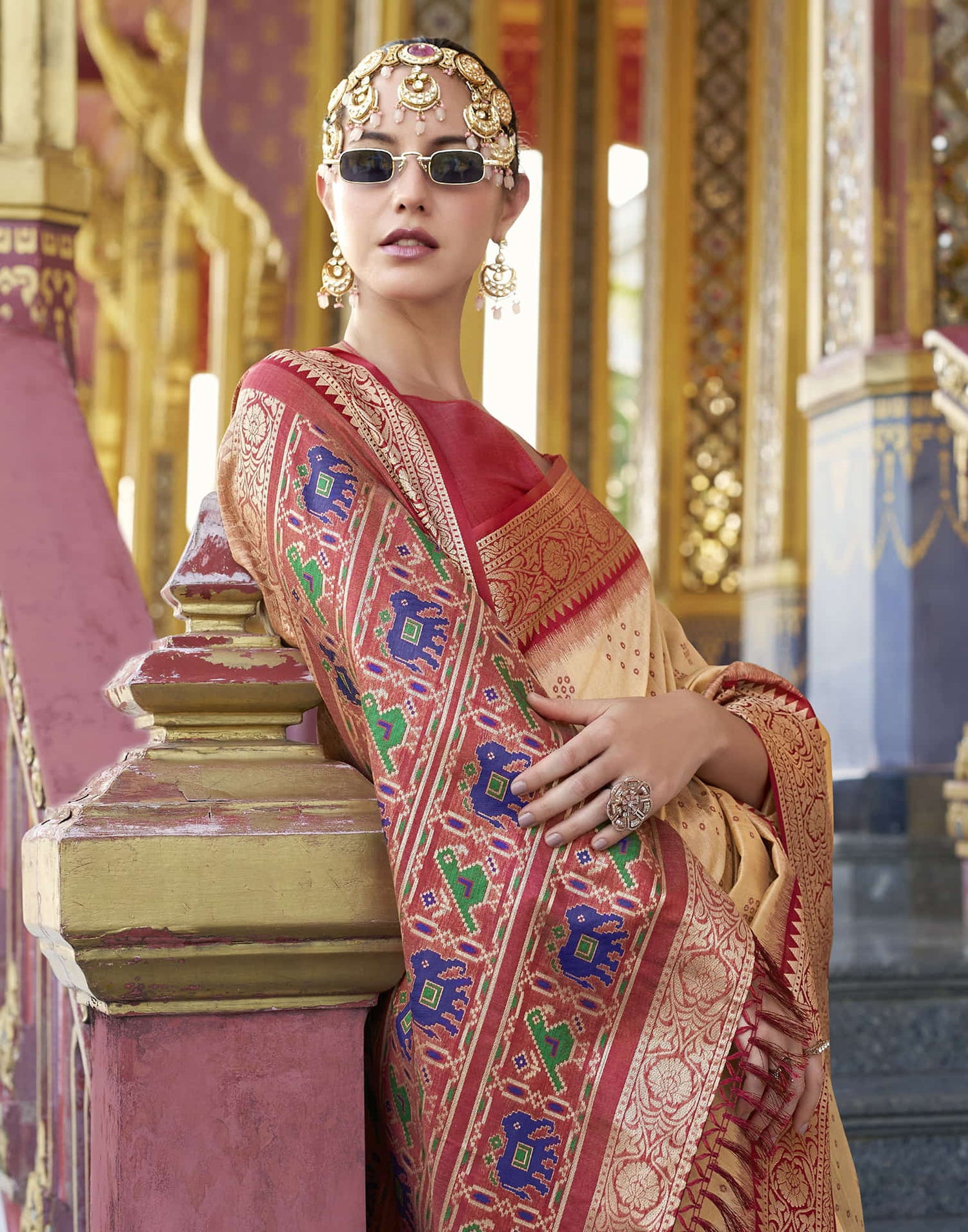 Beige Silk Woven Patola Saree