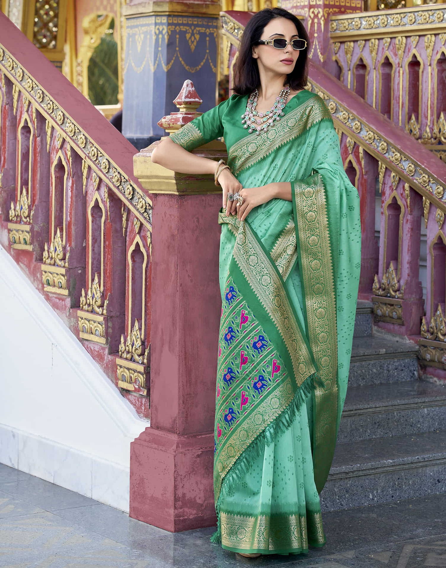 Turquoise Silk Woven Patola Saree