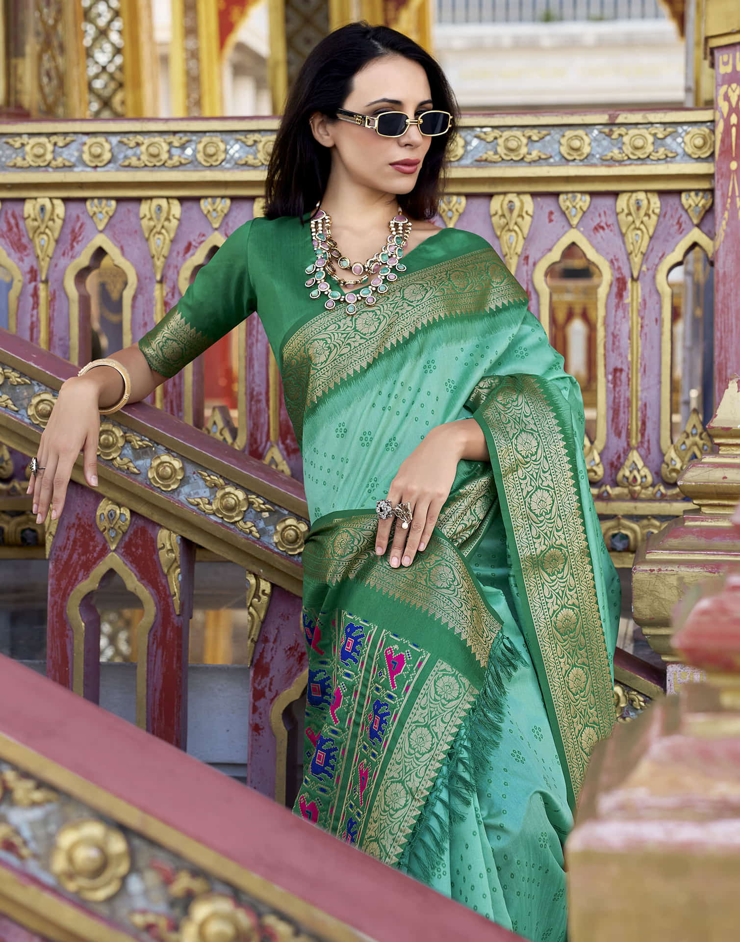 Turquoise Silk Woven Patola Saree