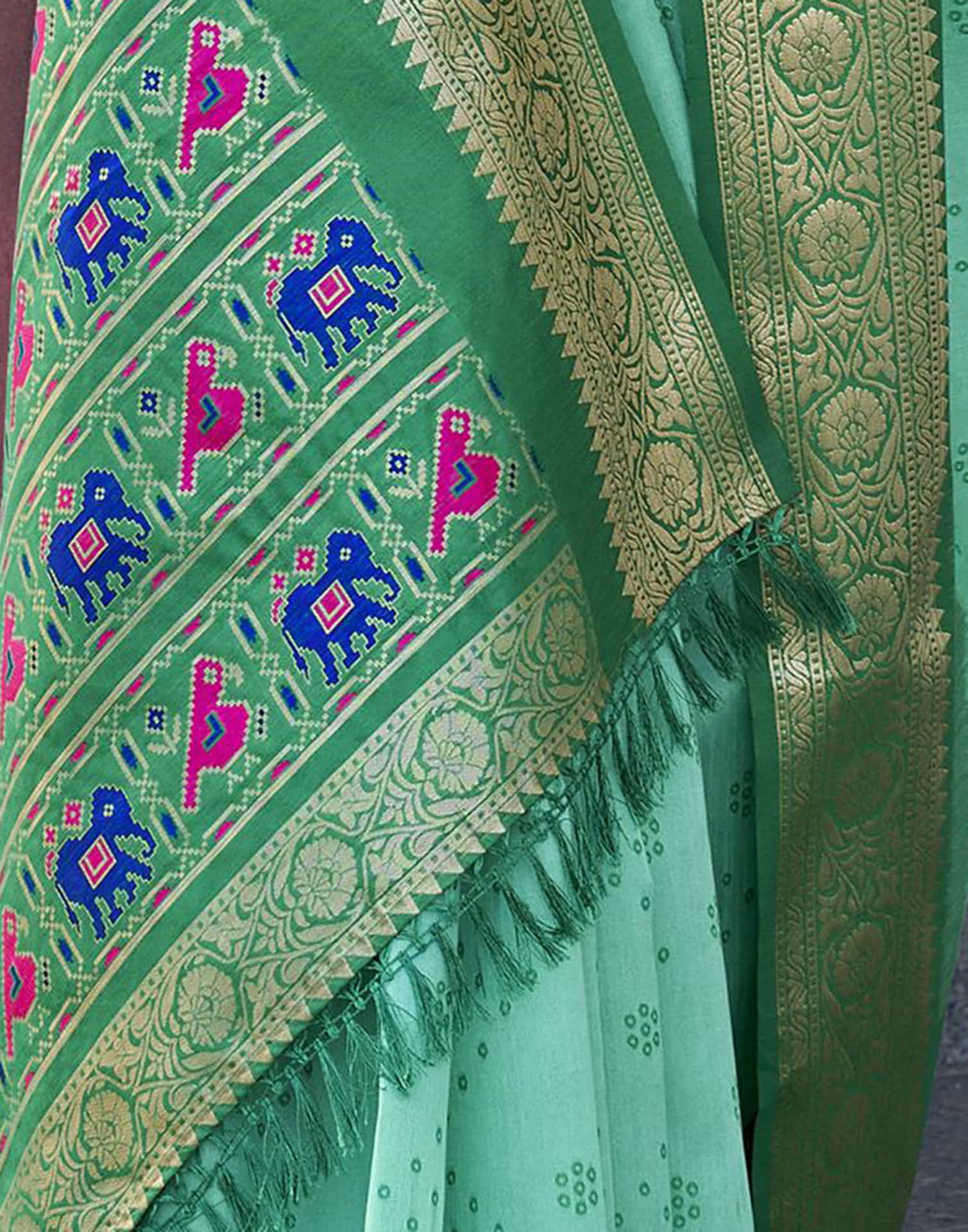 Turquoise Silk Woven Patola Saree