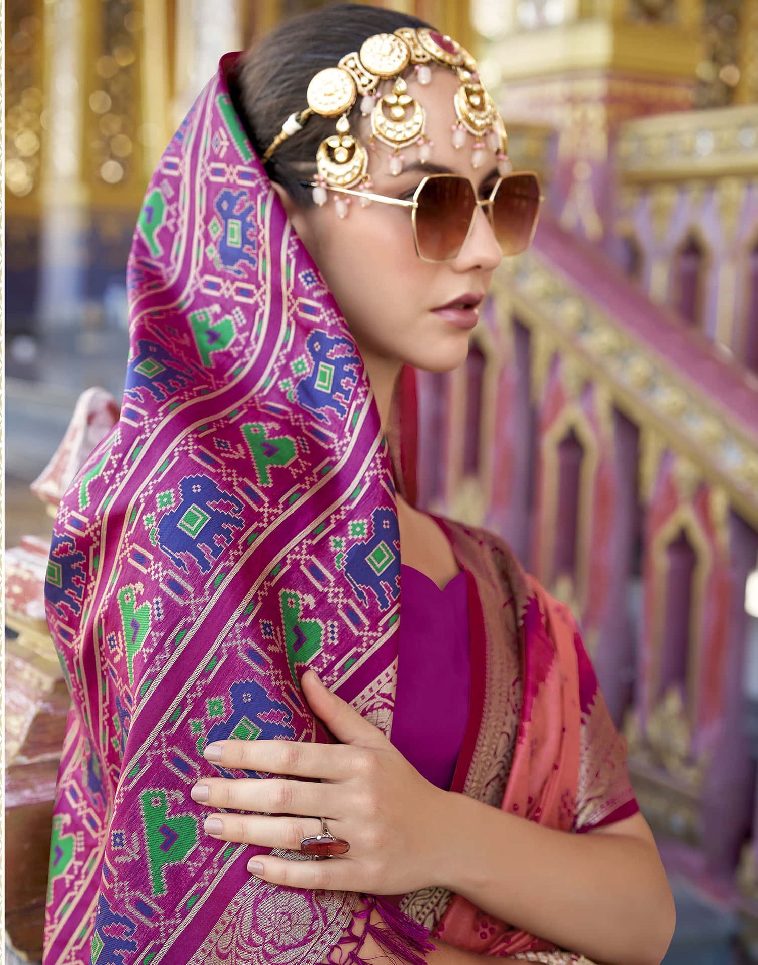 Rose Pink Silk Woven Patola Saree