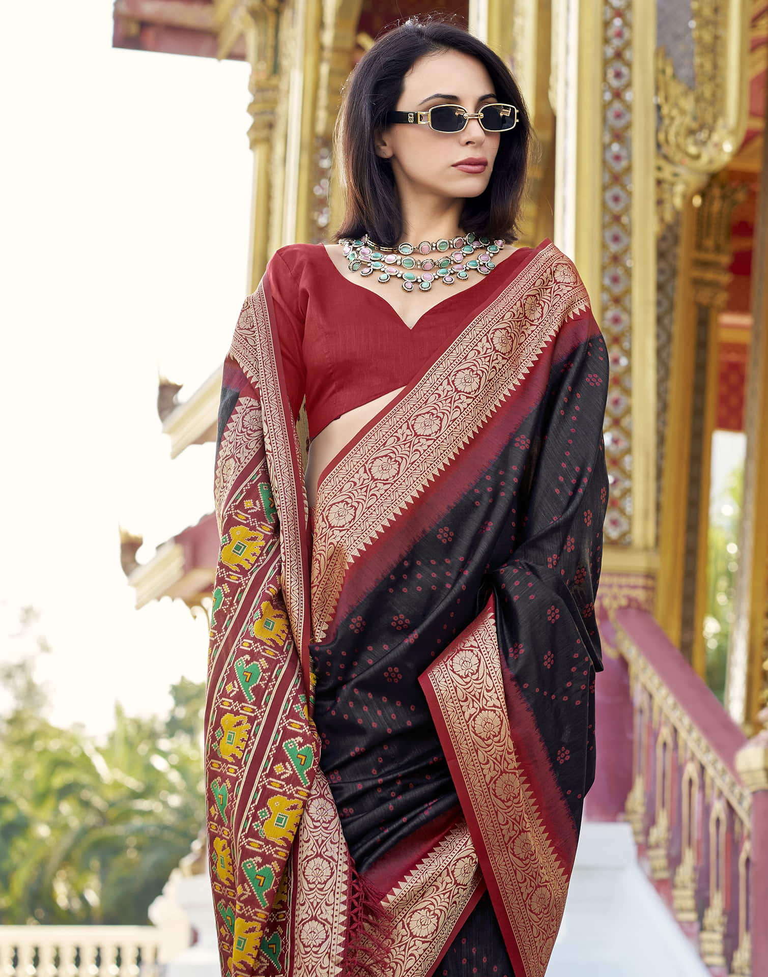 Black Silk Woven Patola Saree