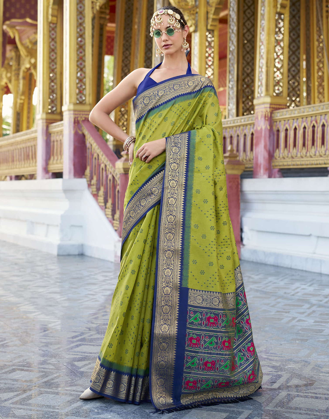 Pista Green Silk Woven Patola Saree