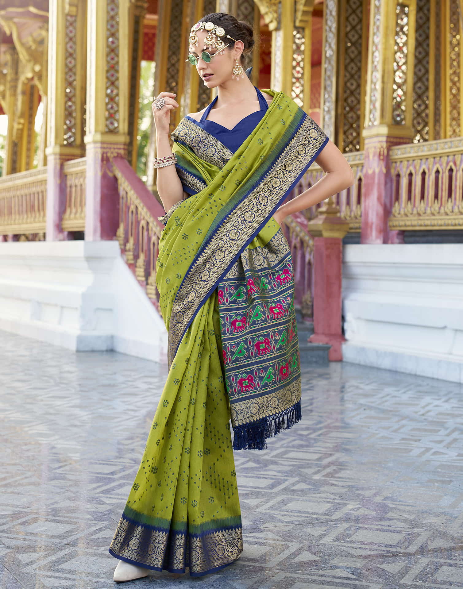 Pista Green Silk Woven Patola Saree