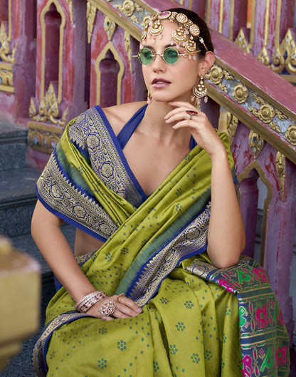 Pista Green Silk Woven Patola Saree