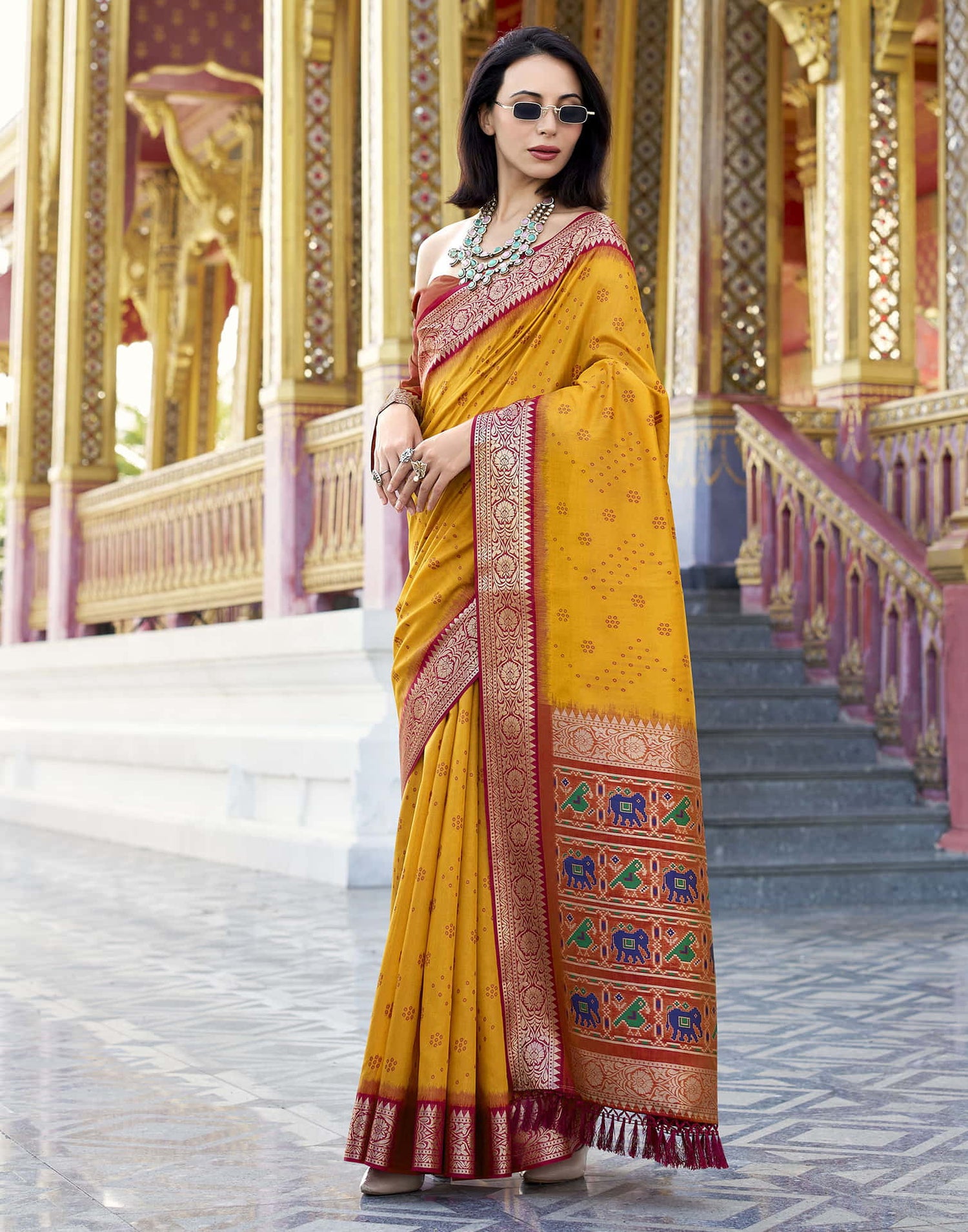 Turmeric Yellow Silk Woven Patola Saree