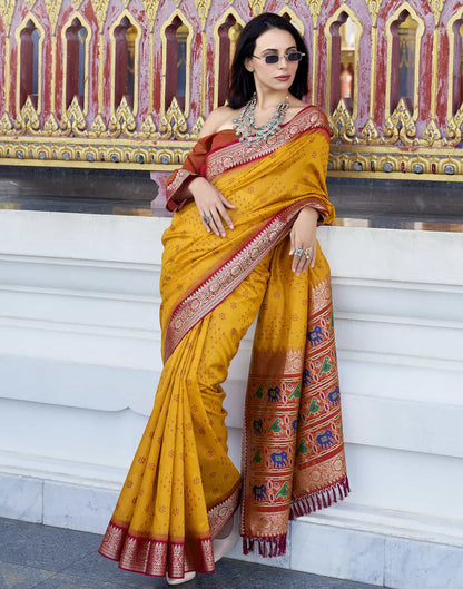 Turmeric Yellow Silk Woven Patola Saree