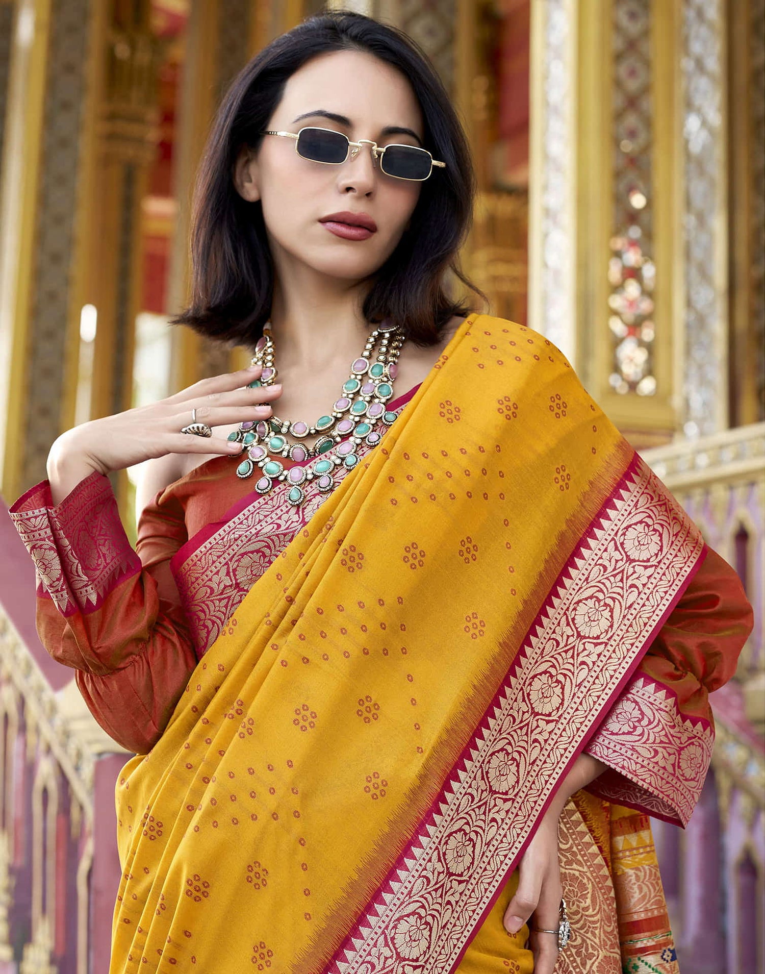 Turmeric Yellow Silk Woven Patola Saree