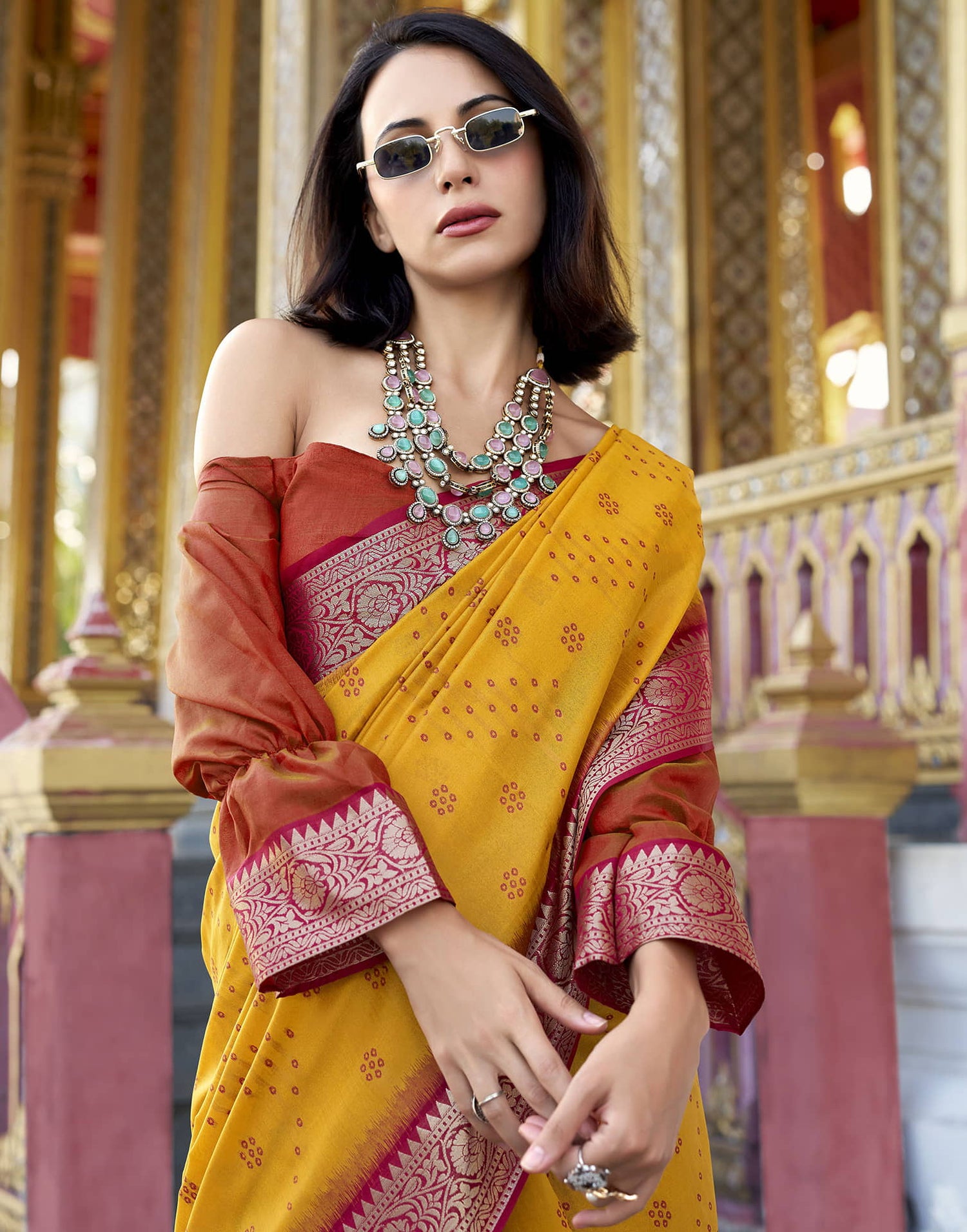 Turmeric Yellow Silk Woven Patola Saree