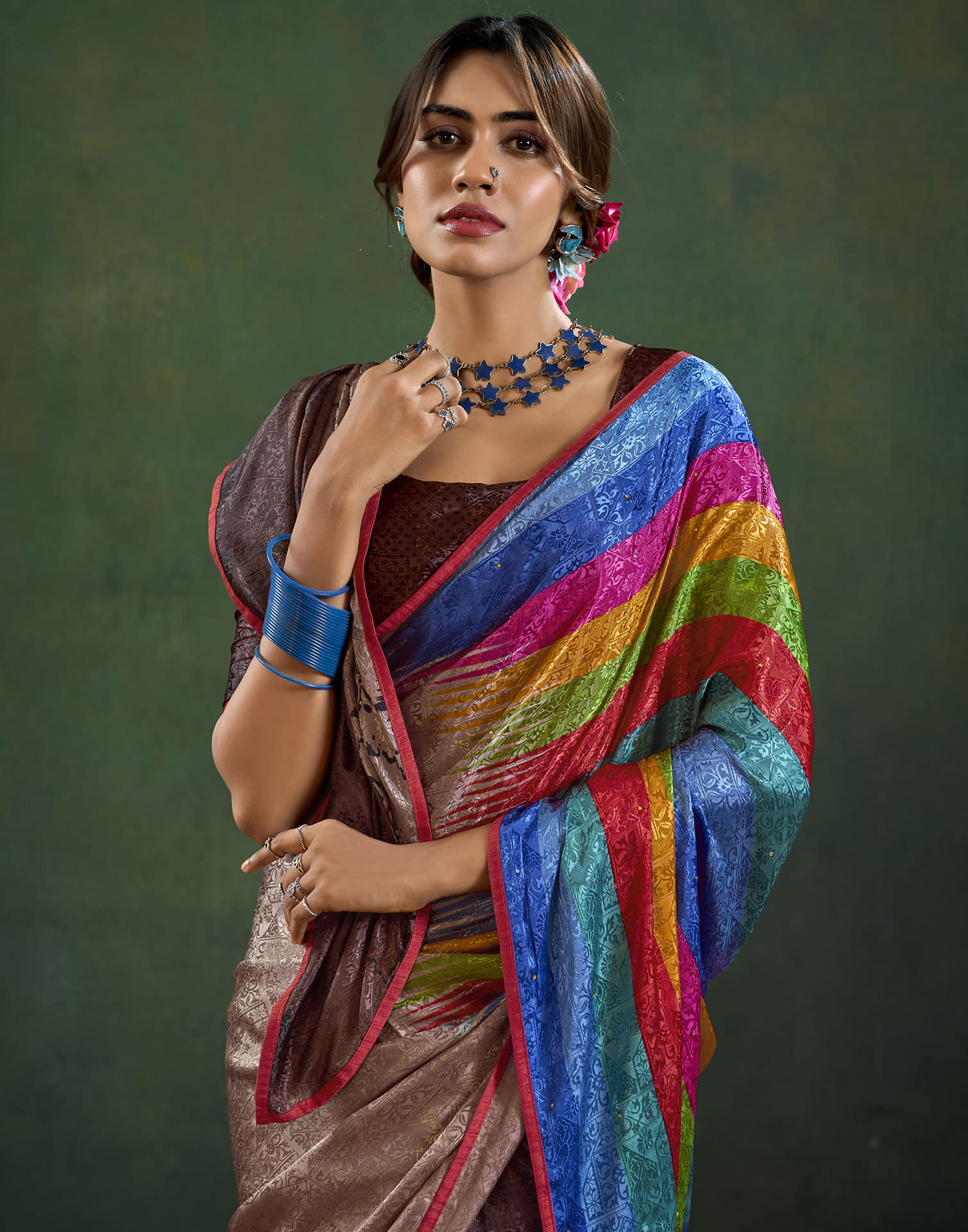 Brown Silk Woven Saree